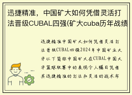 迅捷精准，中国矿大如何凭借灵活打法晋级CUBAL四强(矿大cuba历年战绩)